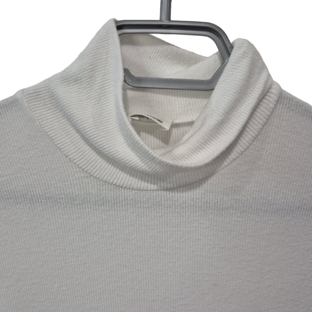 Wilfred Cream Ribbed Modal Long Sleeve Turtleneck Top - Picture 2 of 6